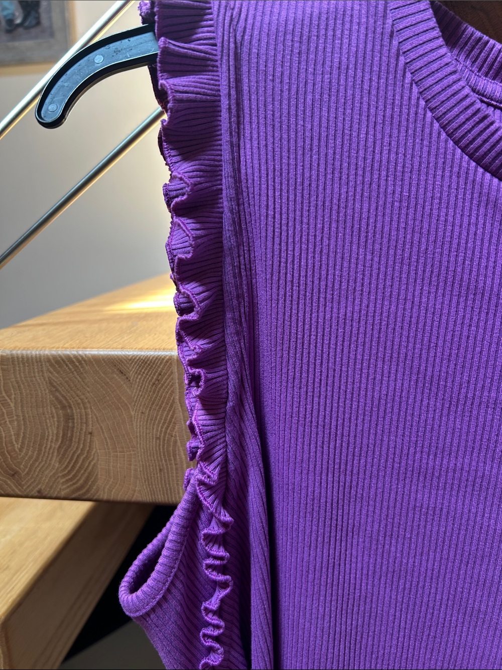 Nine West Purple Ruffled Ribbed Tank Top - Picture 3 of 3